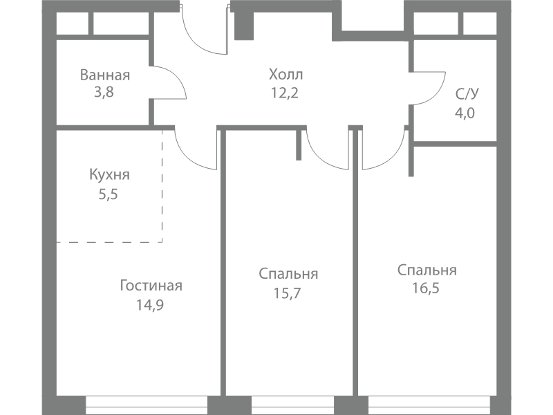 3 ккв (Евро) 72,6 м²
