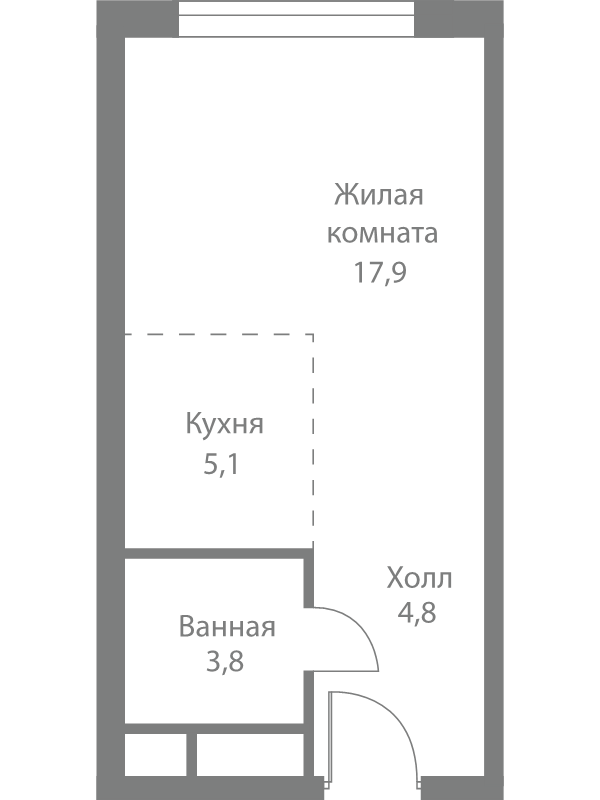 Студия 31,6 м²