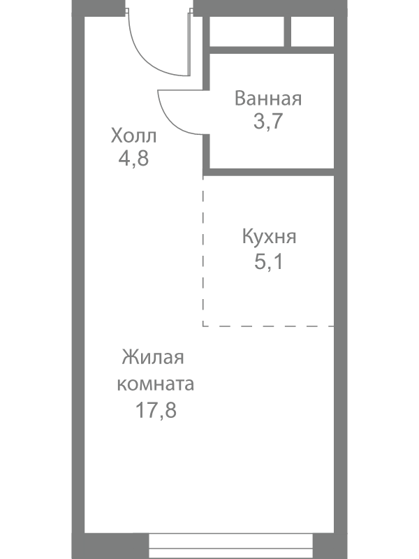 Студия 31,4 м²