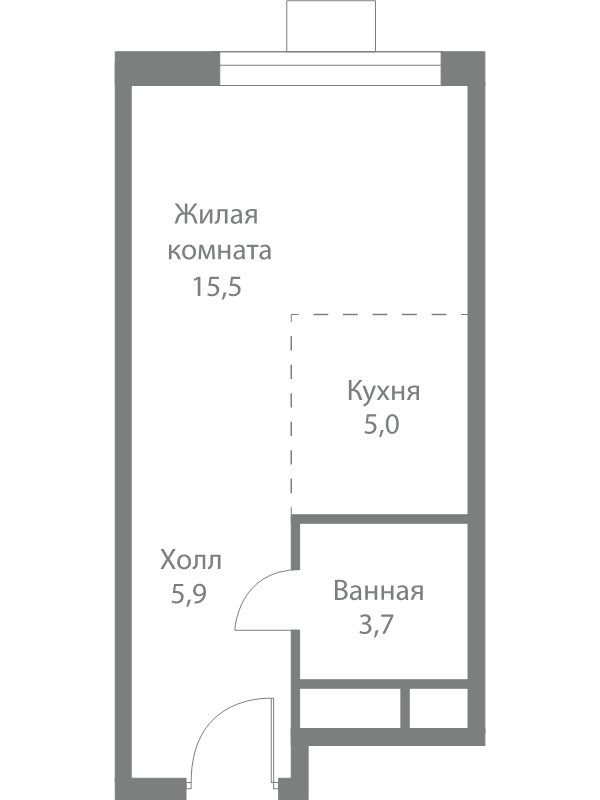 Студия 30,1 м²