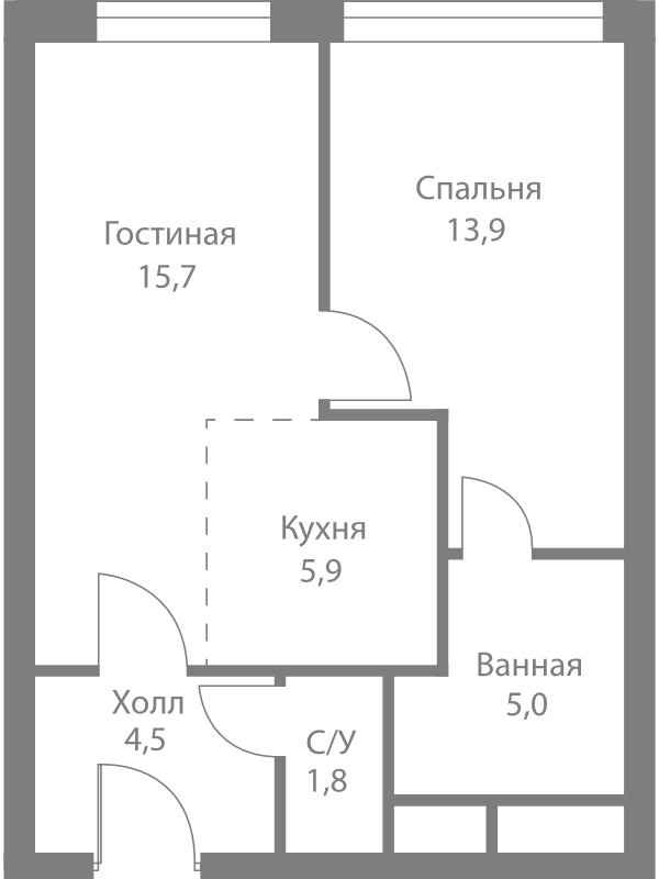 2 ккв (Евро) 46,8 м²