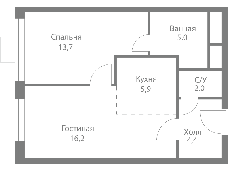 2 ккв (Евро) 47,2 м²