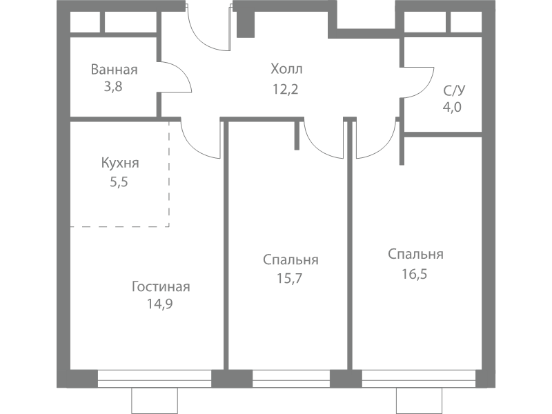 3 ккв (Евро) 72,6 м²