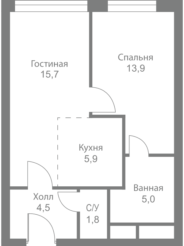 2 ккв (Евро) 46,8 м²