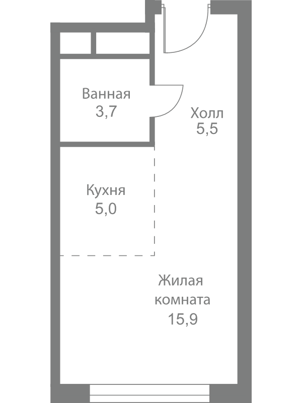 Студия 30,1 м²