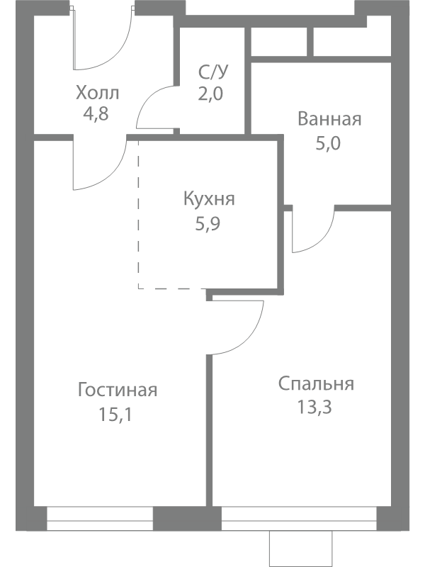 2 ккв (Евро) 46,1 м²
