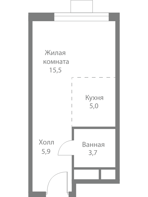 Студия 30,1 м²