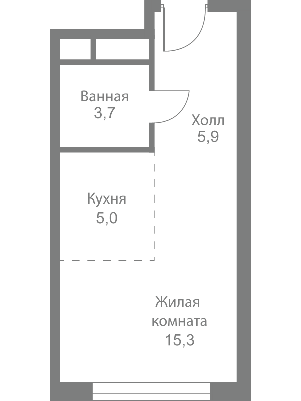 Студия 29,9 м²