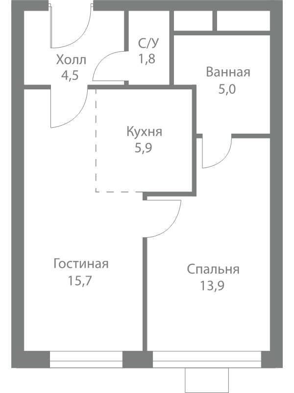 2 ккв (Евро) 46,8 м²