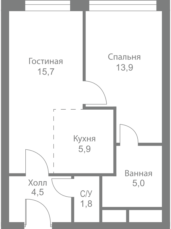 2 ккв (Евро) 46,8 м²
