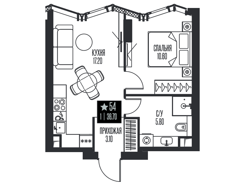 2 ккв (Евро) 36,7 м²