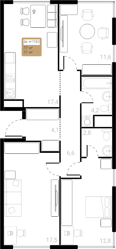 4 ккв (Евро) 77 м²