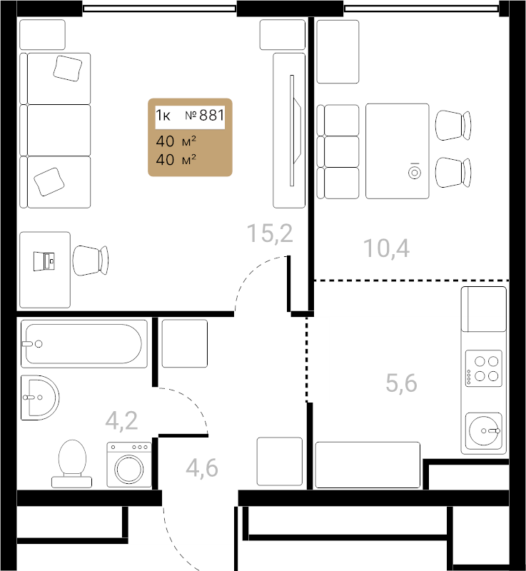 2 ккв (Евро) 40 м²