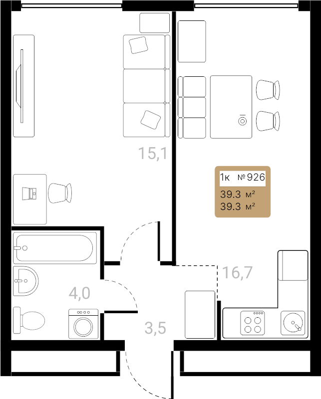 2 ккв (Евро) 39,3 м²