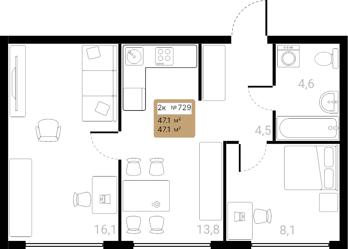 2 ккв 47,1 м²