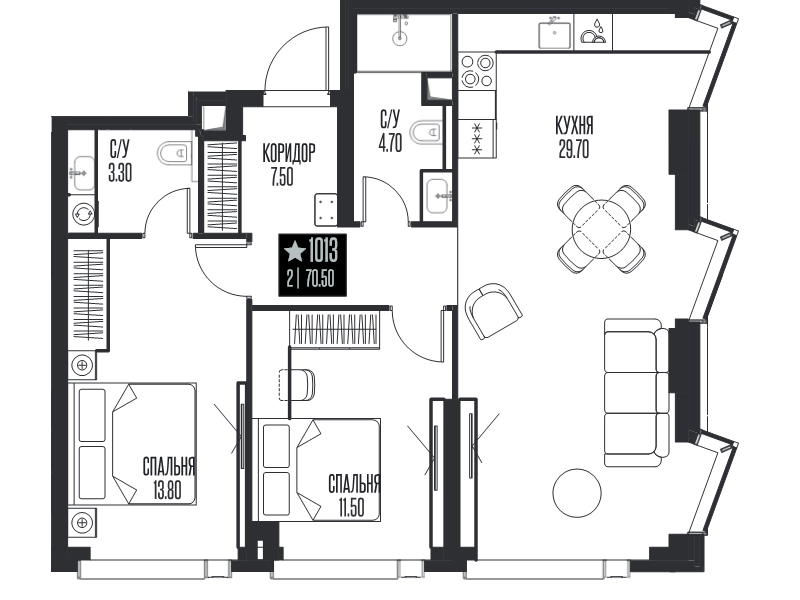 3 ккв (Евро) 70,5 м²