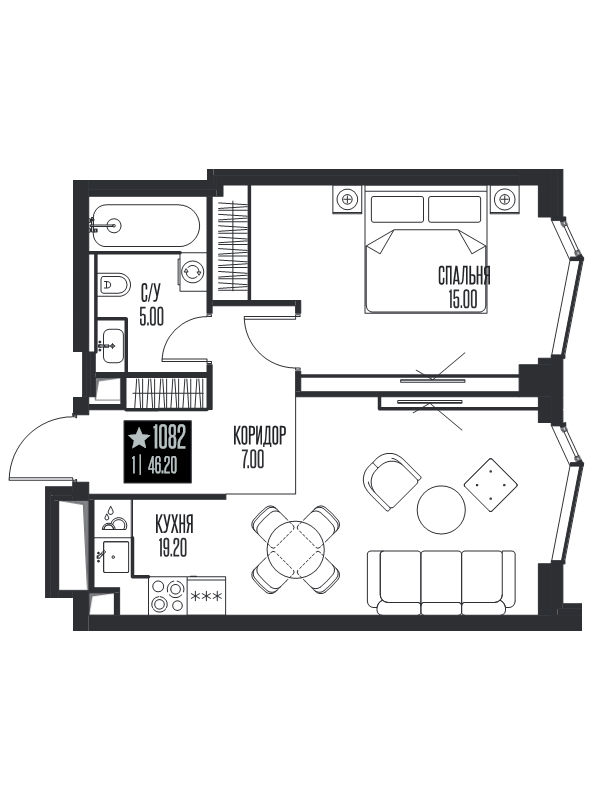 2 ккв (Евро) 46,2 м²