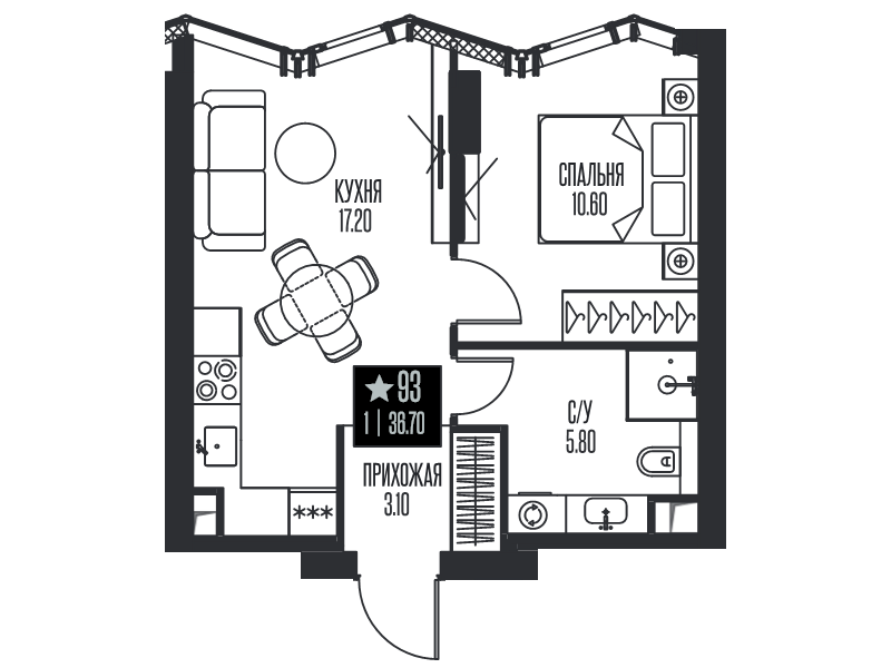 2 ккв (Евро) 36,7 м²