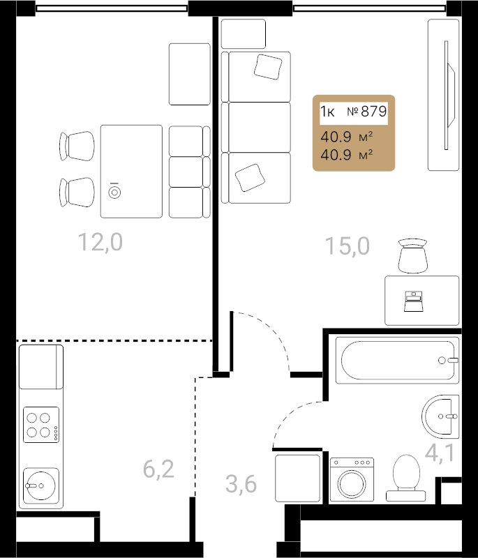 2 ккв (Евро) 40,9 м²