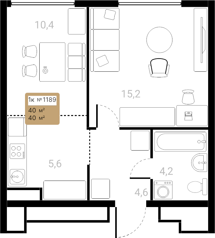 2 ккв (Евро) 40 м²