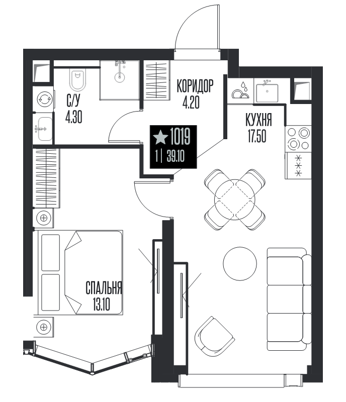 2 ккв (Евро) 39,1 м²