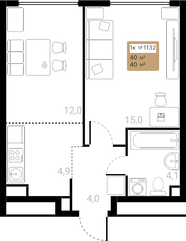 2 ккв (Евро) 40 м²