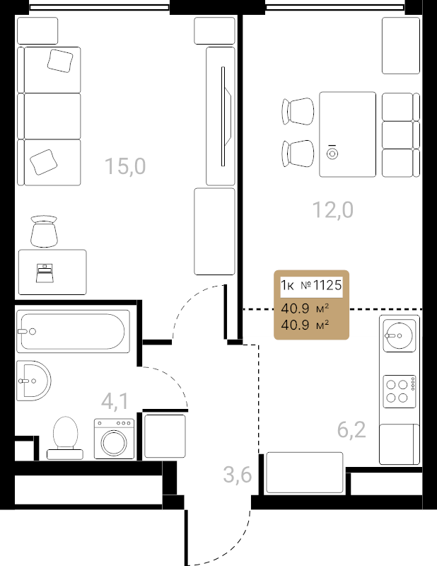 2 ккв (Евро) 40,9 м²