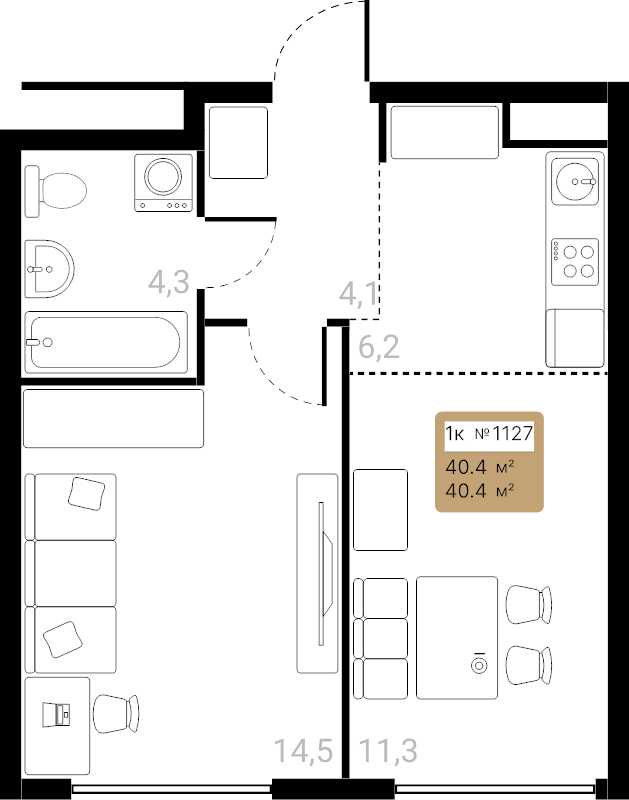 2 ккв (Евро) 40,4 м²