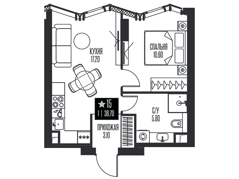 2 ккв (Евро) 36,7 м²
