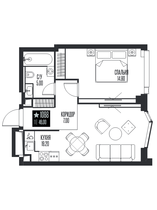 2 ккв (Евро) 46 м²