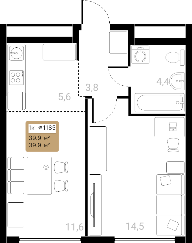 2 ккв (Евро) 39,9 м²