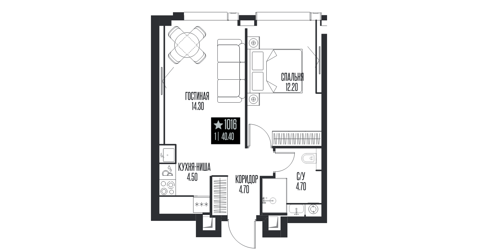 2 ккв (Евро) 40,4 м²