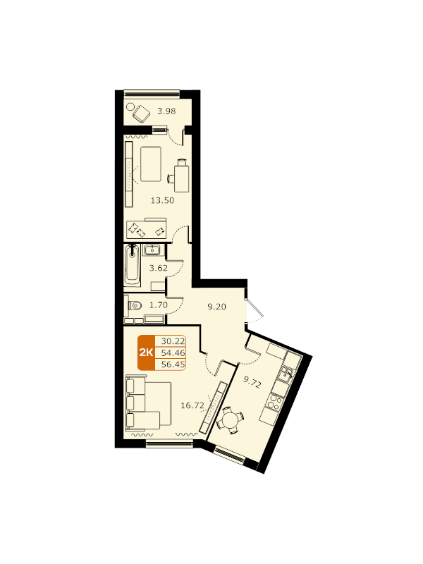 2 ккв 56,4 м²