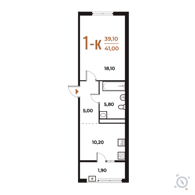 1 ккв 41 м²
