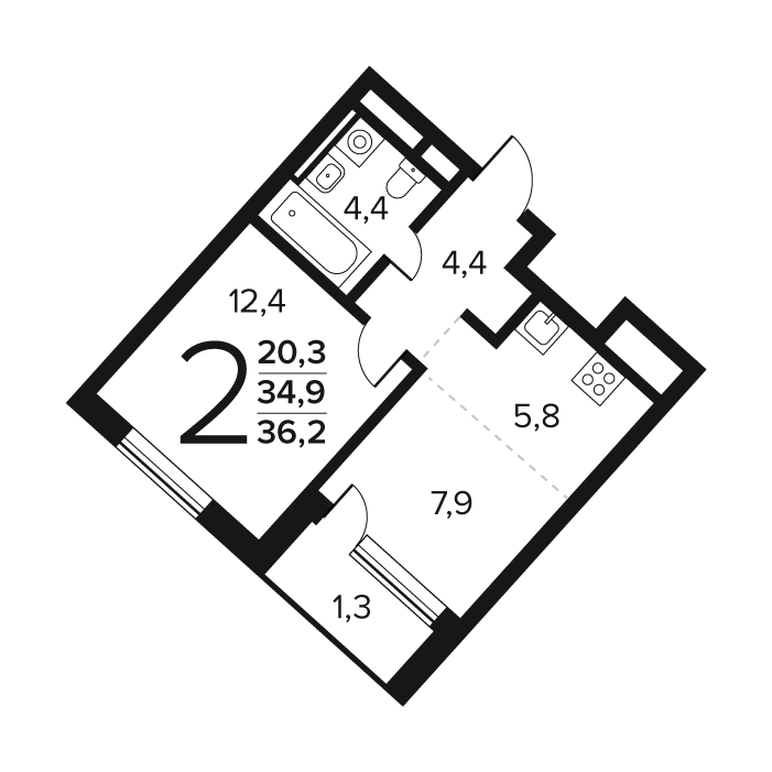 1 ккв 36,2 м²