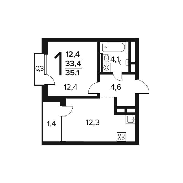 1 ккв 35,1 м²