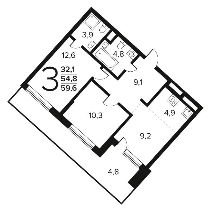 2 ккв 59,6 м²