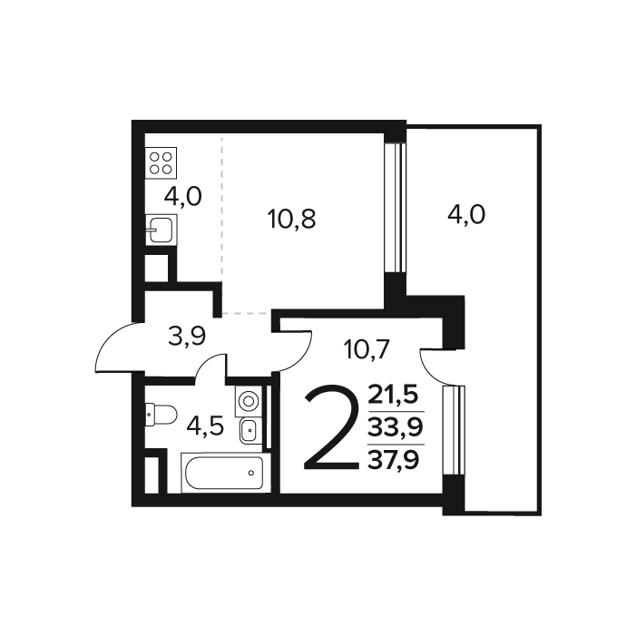 1 ккв 37,9 м²