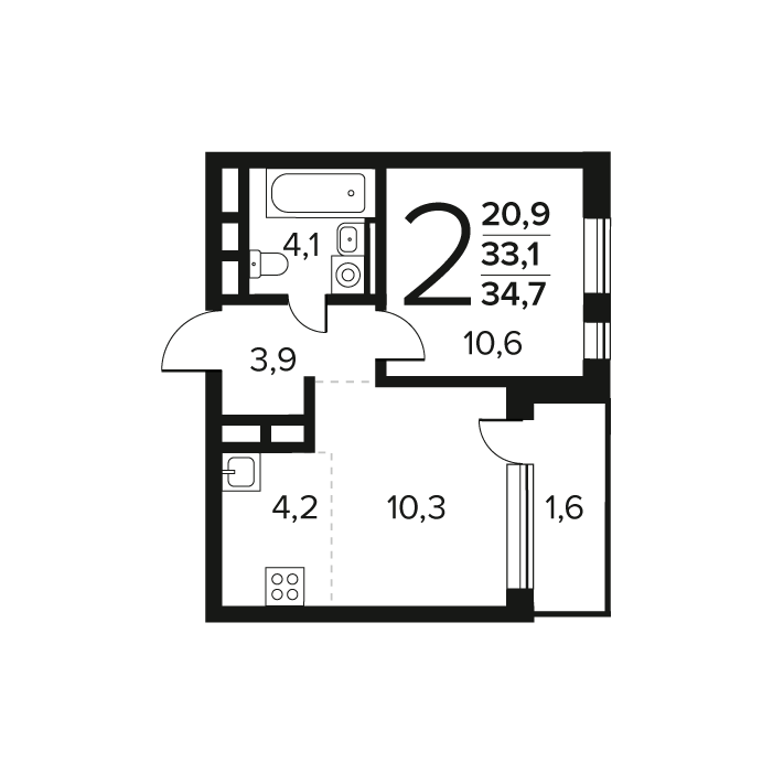 1 ккв 34,7 м²