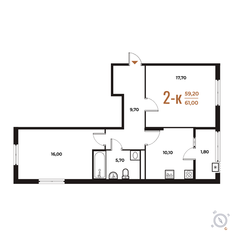 2 ккв 61 м²