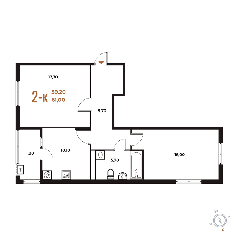 2 ккв 61 м²