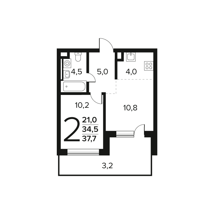 1 ккв 37,7 м²