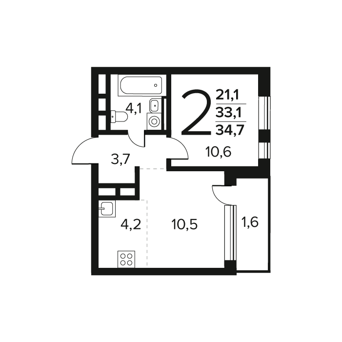 1 ккв 34,7 м²
