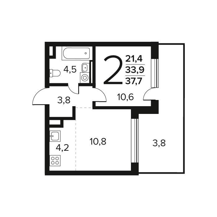 1 ккв 37,7 м²
