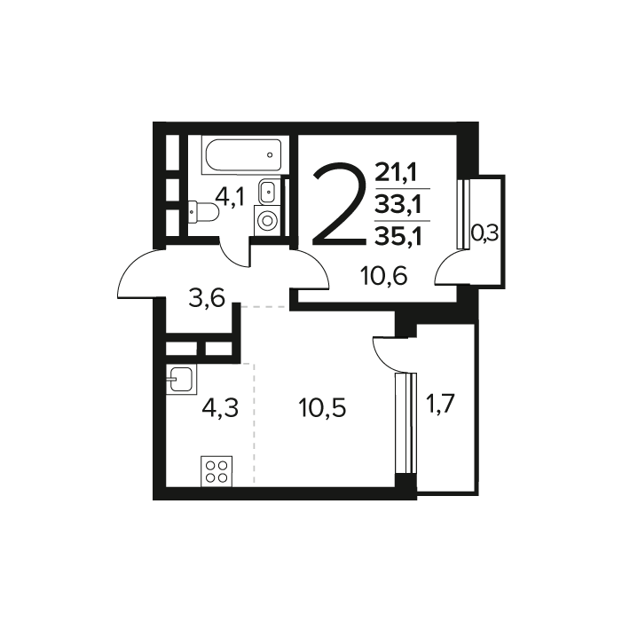 1 ккв 35,1 м²