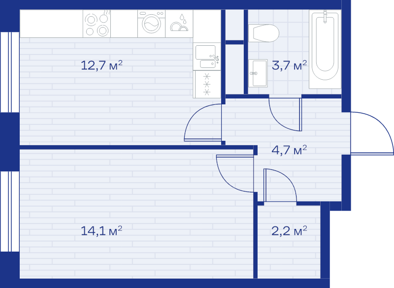 1 ккв 37,4 м²
