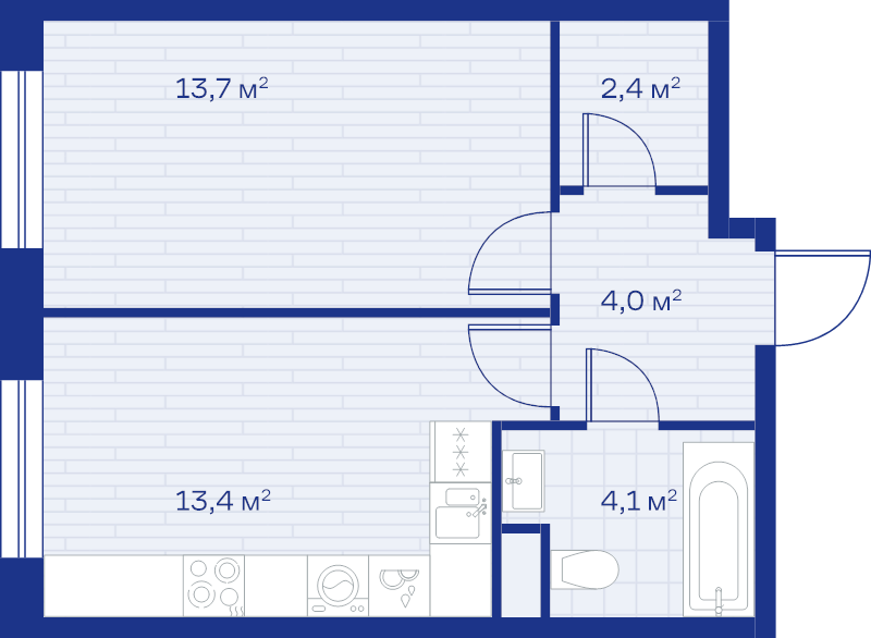 1 ккв 37,6 м²