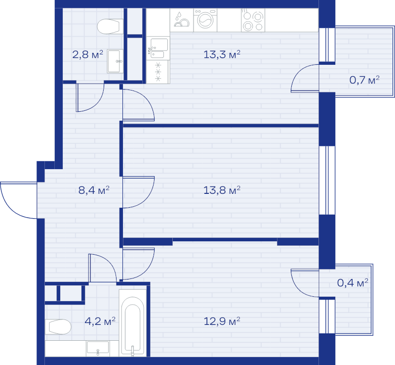 2 ккв 56,5 м²