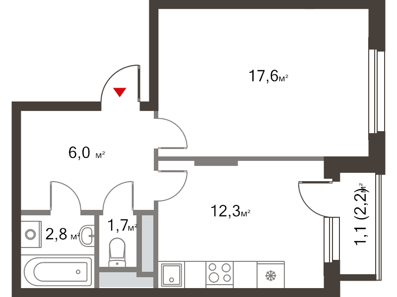 1 ккв 41,7 м²