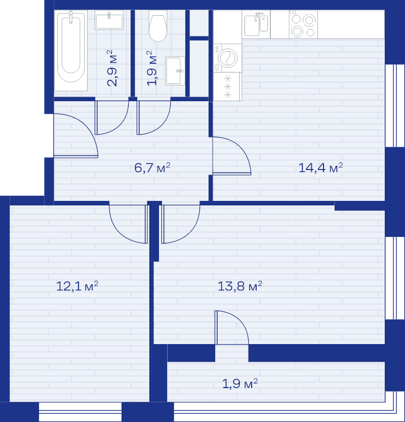 2 ккв 53,7 м²